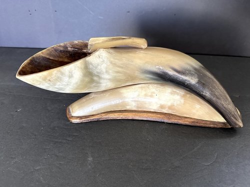 19th C Horn Folkart Cigar Ashtray