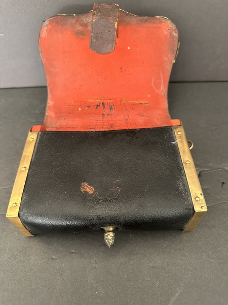 Early 19th C Leather Brass Military Cartridge Case