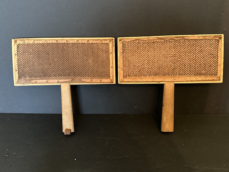 Pair of Vintage Cherrywood Wool Carders