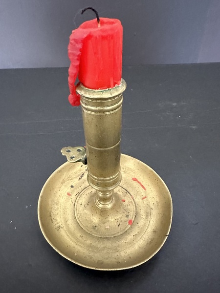 18th C American Brass Pushup Candlestick