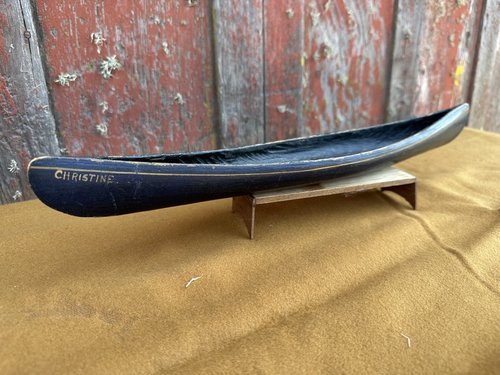Hand Carved Miniature Canoe Named Christine