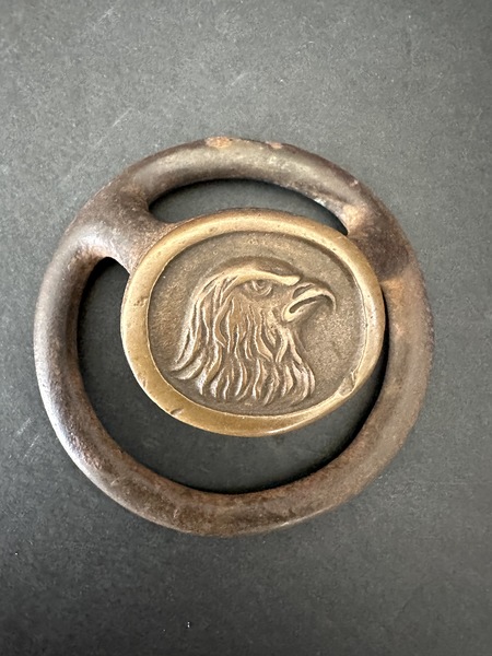 Old Brass Cast Iron Hawkeye Horse Bridle Rosette