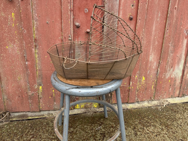Amazing Antique Wire Work Two Handled Basket