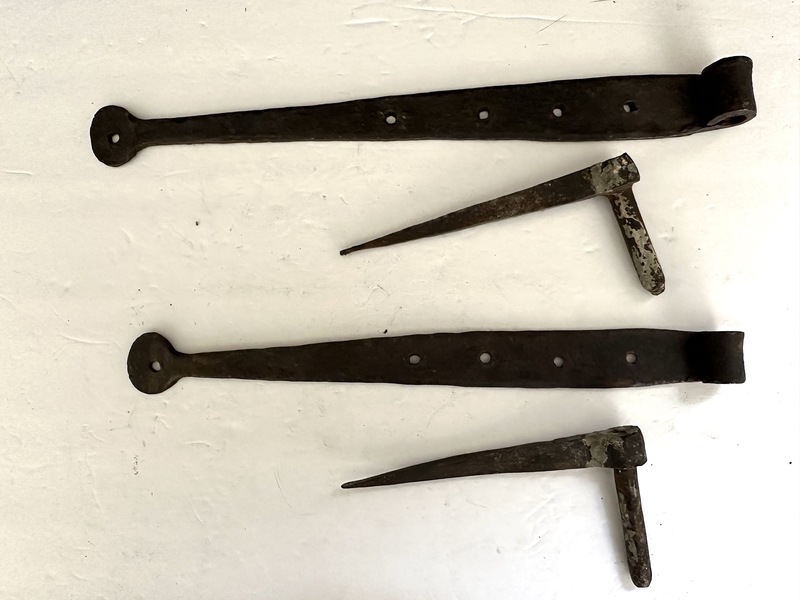 Set of Colonial Blacksmith Made Door Strap Hinges