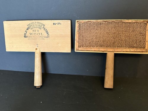 Pair of Vintage Cherrywood Wool Carders
