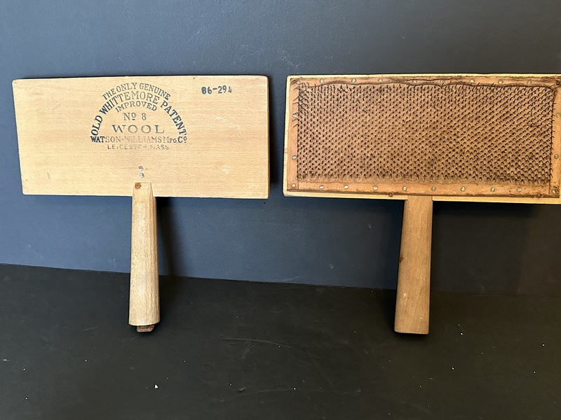 Pair of Vintage Cherrywood Wool Carders