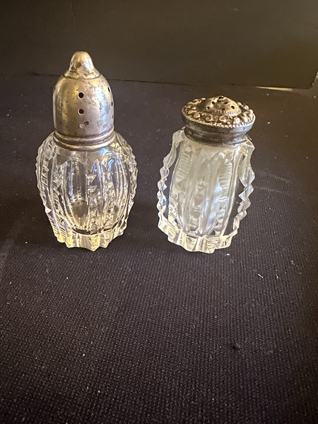 Two Different Crystal Sterling Capped Table Salts