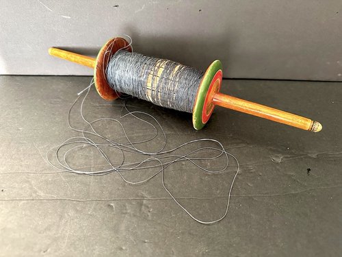 Old Treen Painted Kite Flying Spool