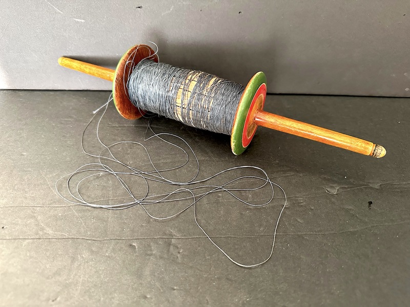 Old Treen Painted Kite Flying Spool