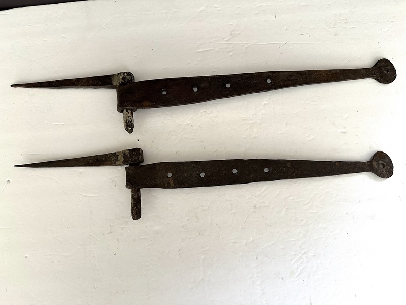 Set of Colonial Blacksmith Made Door Strap Hinges