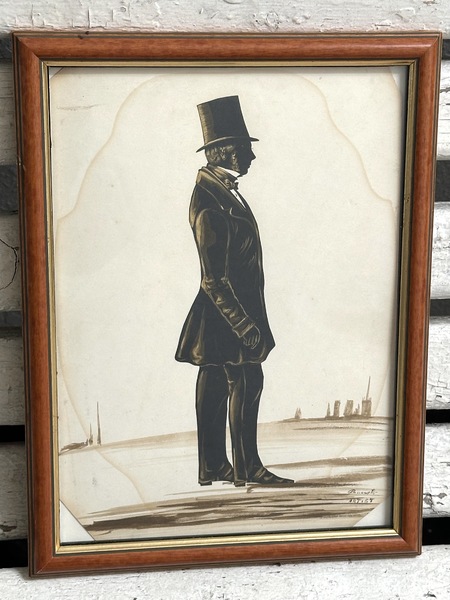 Full Figured Pair of 19th C Silhouettes Signed