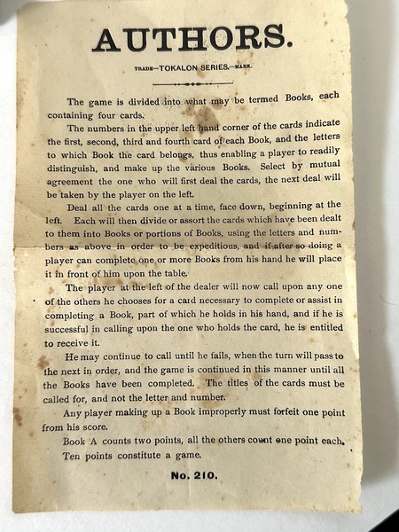 1893 Patent Game of Authors Complete