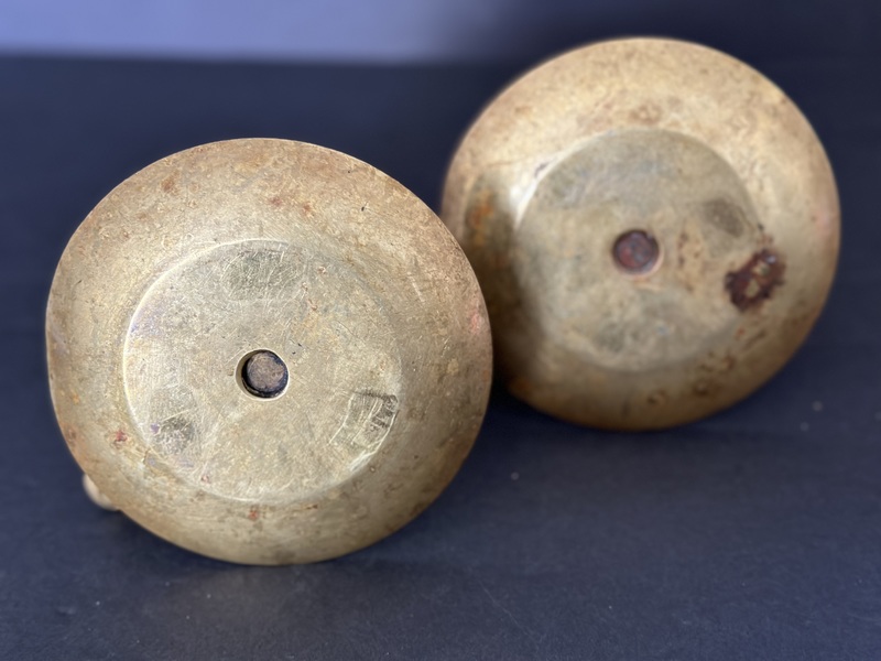 Pair of Early American Brass Finger Candlesticks