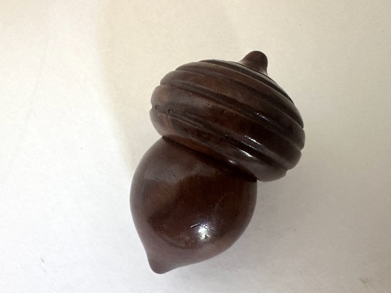 Early Lignum Vitae Treen Acorn Sewing Spool Hold