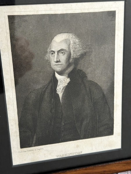 Colonial Geo Washington Engraving in Federal Frame