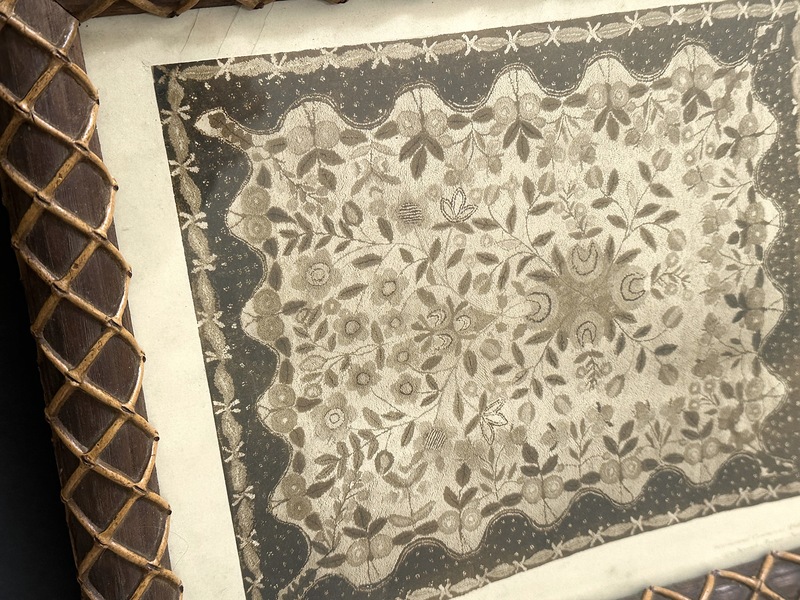 1920s Antique USA Textile Photo in Amazing Frame