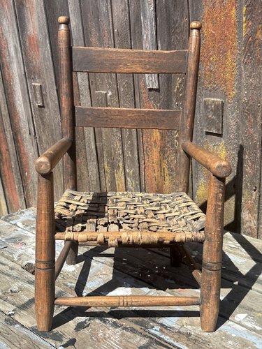 Charming Primitive Childs Slatback Chair Vermont