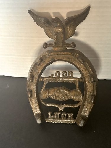 1880s Cast Iron Good Luck Trivet