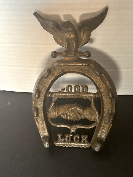 1880s Cast Iron Good Luck Trivet