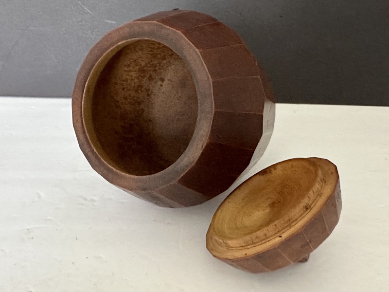Early Treen Work Shaped Wood Pipe Tobacco Box Nice