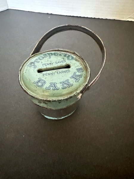 Robins Egg Blue Tin Prosperity Bank J Chien Toy