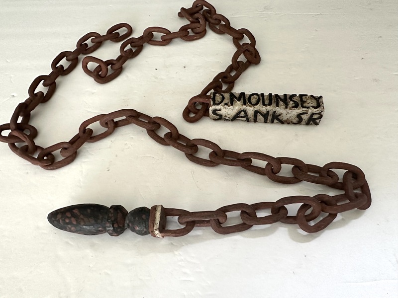 Wood Folk Art 54" Inscribed Texas Painted Chain