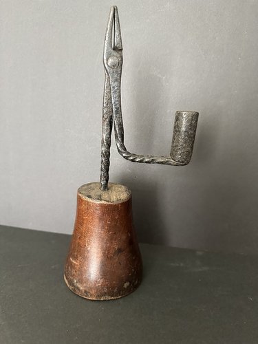 18th C Rushlight from Vermont Wood Base Nice