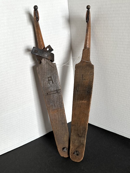 Early Pair of Ice Skates W Finials New Hampshire