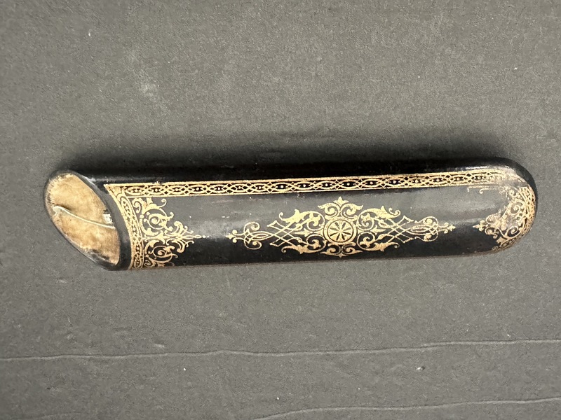 1870s Papier Mache Spectacles Case with Glasses