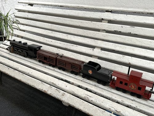 Homespun Five Piece Folkart Wood Train Set