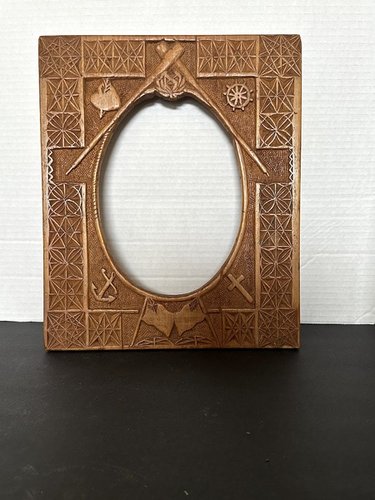 19thC Chip Art Sailor Work Valentine Frame Hawaii