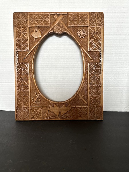 19thC Chip Art Sailor Work Valentine Frame Hawaii