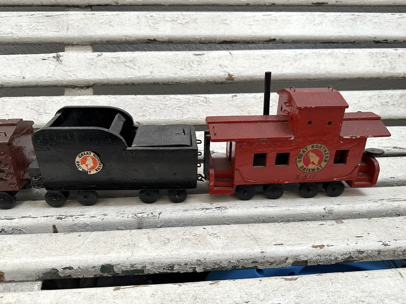 Homespun Five Piece Folkart Wood Train Set