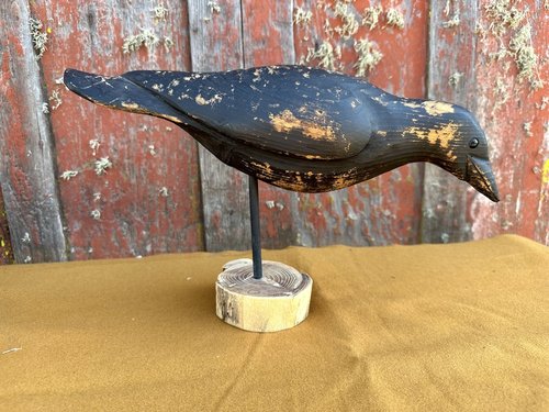 Signed Carved Painted Crow Decoy