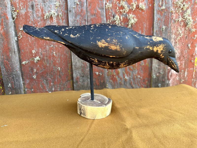 Signed Carved Painted Crow Decoy