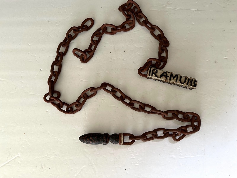 Wood Folk Art 54" Inscribed Texas Painted Chain