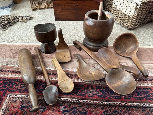 Old Wood Ware Collection W Native American Pieces