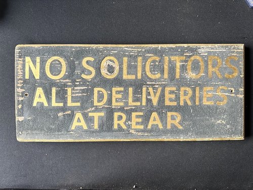 Early Small Painted Sandpaper Wood Sign