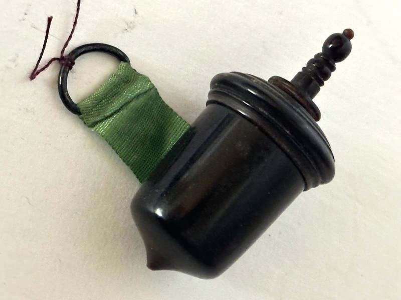 1870s Acorn Form Gutta Percha Treen Sewing Tape