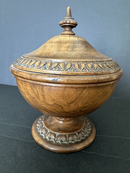 Lignum Vitae Wood Treen Lidded Sweet Meats Bowl