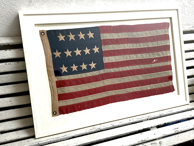 American Flag 13 Star Naval Ensign Well Framed