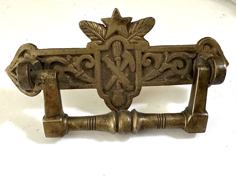 Set of Six 1870's Symbolic Brass Drawer pulls.