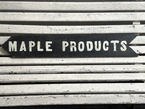 Vintage Wood Maple Products Painted Sign Vermont