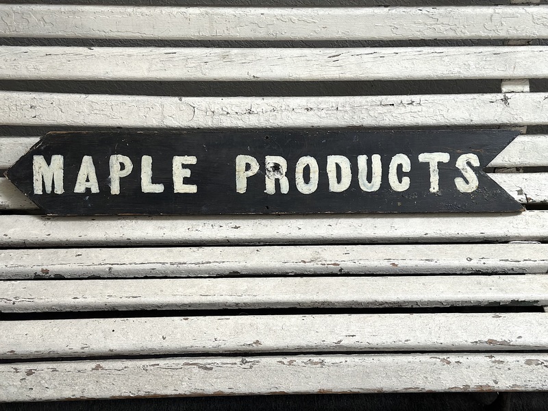 Vintage Wood Maple Products Painted Sign Vermont