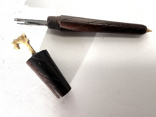 Antique Wood and Bone Sailor Work Needle Case Tool