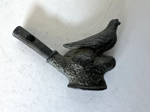 Antique Toy Bird Whistle Cast White Metal C 1890s