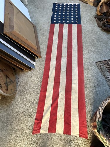 100 Year Old 48 Star US Ships Flag Long and Skinny