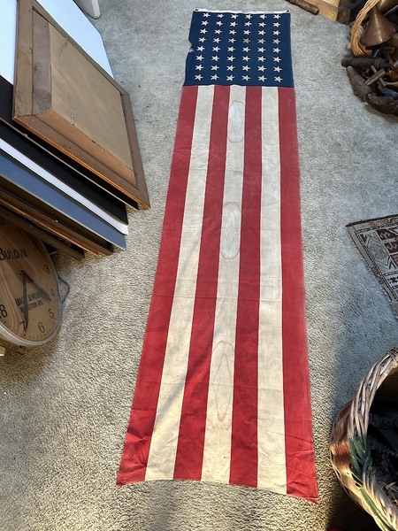 100 Year Old 48 Star US Ships Flag Long and Skinny