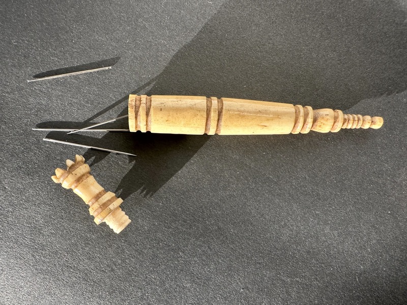Antique Carved Bone Sailor Work Needle Case 19th C