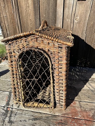 Antique Hand Done Willow Dog Transport 1880's
